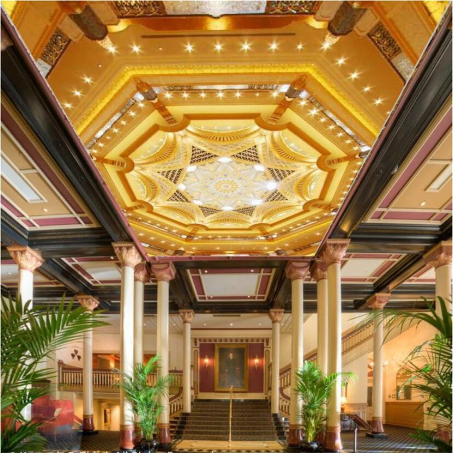

wellyu Custom wallpaper 3d murals papier peint European gold diamond brilliant blue ceiling wall living room bedroom wallpaper