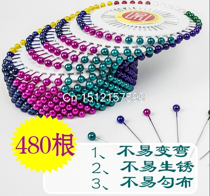 Multicolor Pearl Round Head Pins,Decorative/Dressmaking/Sewing Pins, 480pcs