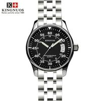 KINGNUOS Men's steel belt quartz watch calendar waterproof simple watch men'swristwatch clock relogio masculino