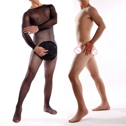 Bodystocking sexy do corpo dos homens do sexo masculino sexy do corpo inteiro da tentação de seda mais tamanho exótico