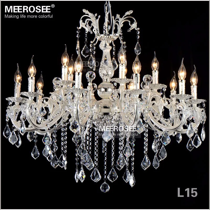 

Meerosee Luxurious Crystal Chandelier Light Fixture Silver Bronze Zinc Alloy Lustre Pendant Lamp Suspension Lighting for Home