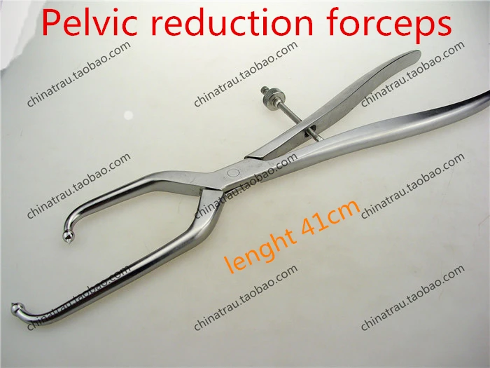 medical reconstruction orthopedic instrument Pelvic reduction forceps Asymmetrical head Reset device Pelvis reduction device