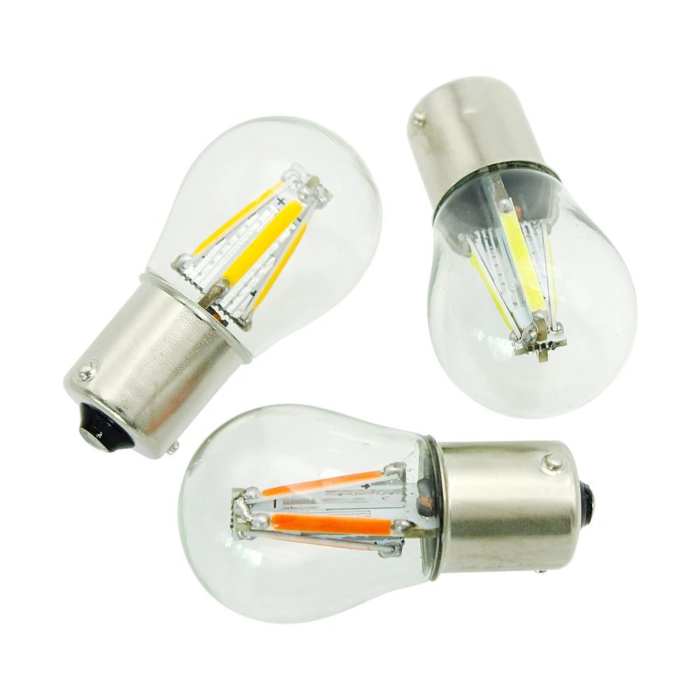 2Pcs 1156 BA15S BAU15S 1157 BAY15D LED Car Brake Light Reverse Bulb 12V COB Filament Automobile Turn Signal Lamp