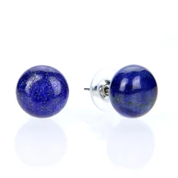 New Fashion Charm Jewelry 1pair Silver Plated Lapis Lazuli Natural Stone Women Earrings Bread Shape Ear Studs For Ladies Earring