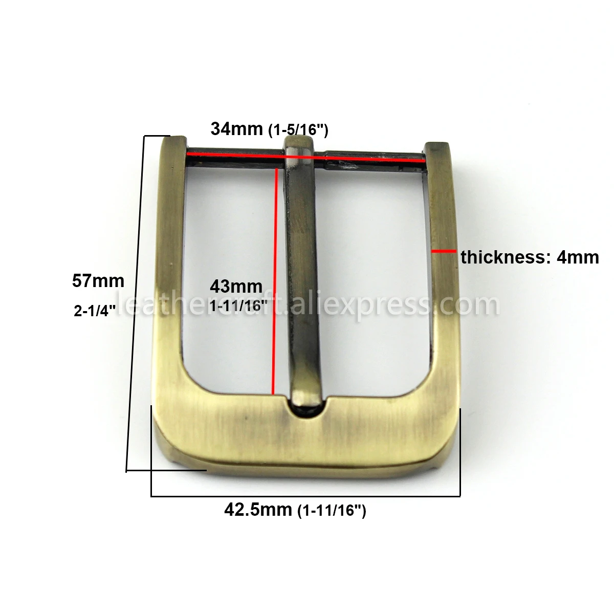 1pcs 35mm Metal Brushed Belt Buckle Men End Bar Heel Bar Single Pin Belt Half Buckle Leather Craft Belt Strap