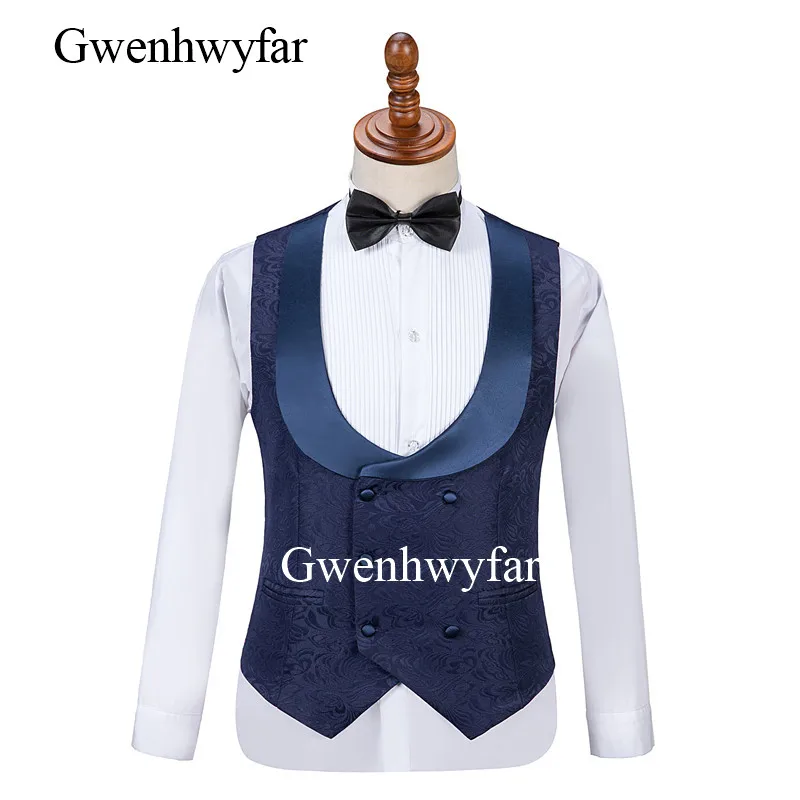 Gwenhwyfar-Chaqueta con estampado para hombre, Blazer de diseño Floral, color azul marino, Slim Fit, para boda