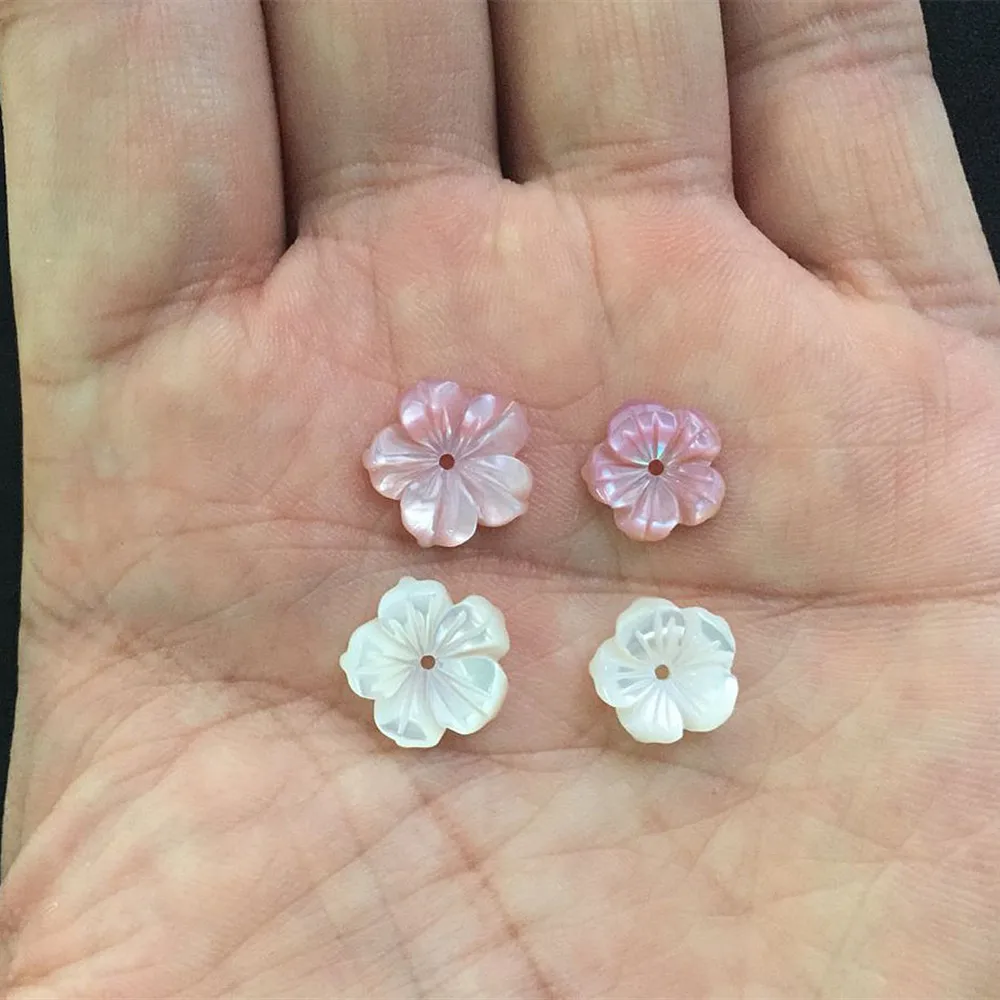 10pcs/Lot Natural Shell Beads White Pink Pearl Shell Flower Spacer Square Beads For Jewelry Making Bracelet Necklace Accessories