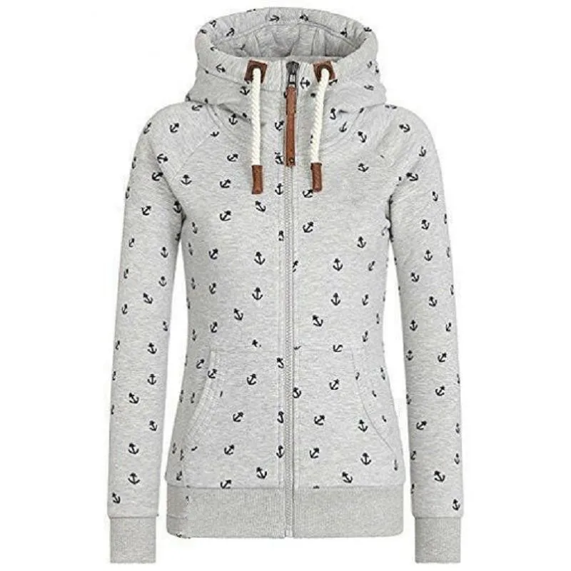 Spring Autumn Zip Hoodies Women Pink Gray Blue Green Warm Print Hooded Zipper Sweatshirt Slim Sweat Femme Hoody Moletom Feminino