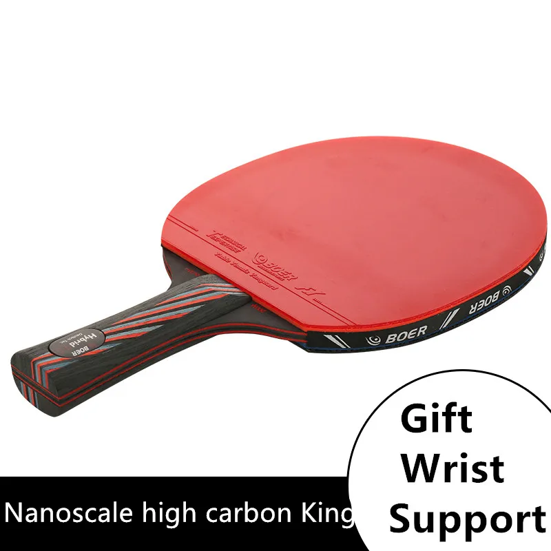 1 x long or short hand Carbon Fiber Table Tennis Racket High-end Professional Vertical Shooting Table Tennis Bats With Bag