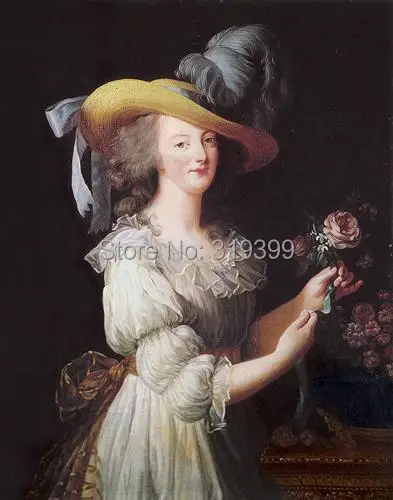 Oil Painting reproduction on linen canvas,marie-antoinette-in-a-muslin-dress-1783 by Louise Elisabeth Vigee Le Brum,100%handmade