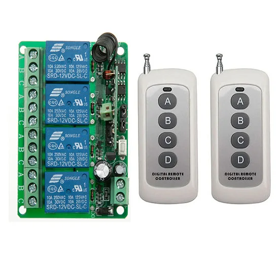 DC12V 4CH 10A RF Беспроводная система дистанционного управления передатчик + приемник Универсальный ворота дистанционное управление/радиоприемник