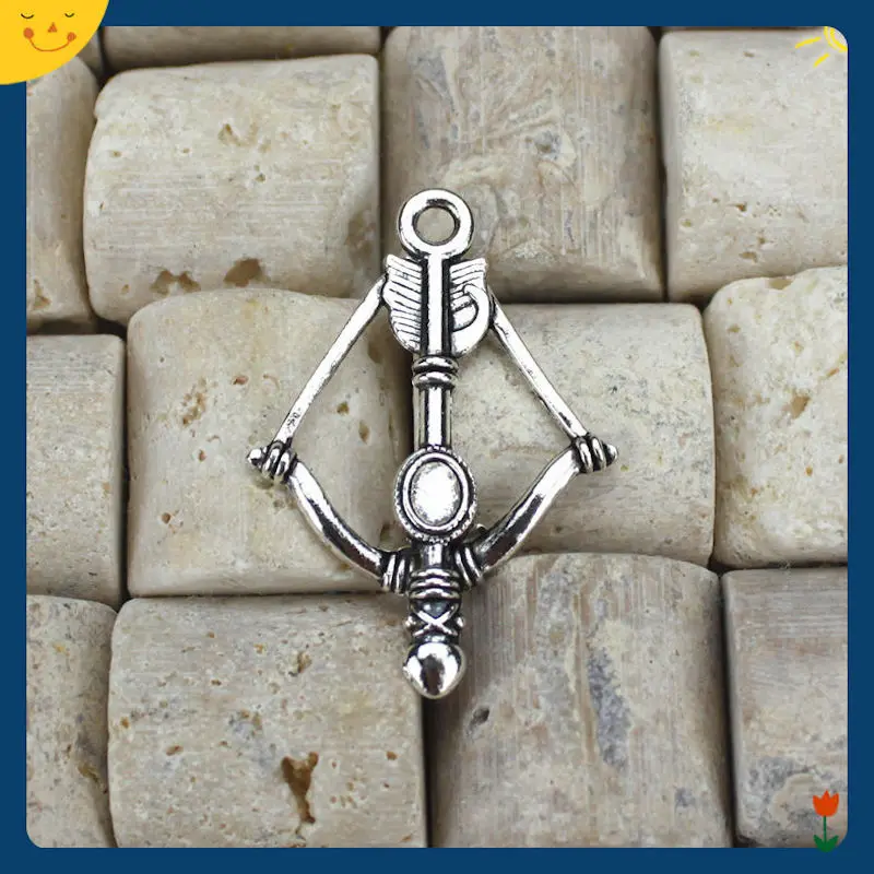 

50pcs 36*25mm alloy Charm tag Pendants Bow and arrow Ancient bronze Stripe Pattern necklace jewelry accessories diy