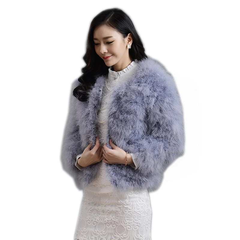 13 colors fashion sexy Ostrich wool turkey fur 2024 wool coat feather fur short jacket angelababy free shipping