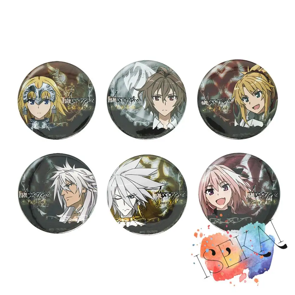 Insignia de Metal del Anime Fate Apocrypha, broche, alfileres, Sieg, Mordred, Jeanne D'Arc, Astolfo, Karna
