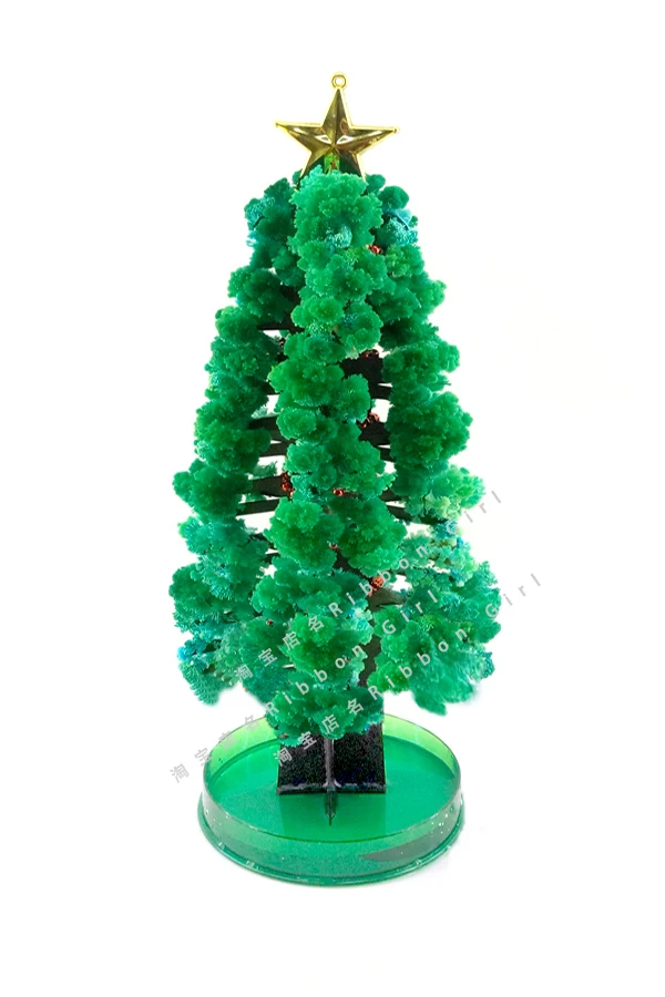 iWish 2019 28x11cm DIY Green Magic Growing Paper Crystals Christmas Tree Kit Artificial Magically Grow Trees Science Kids Toys