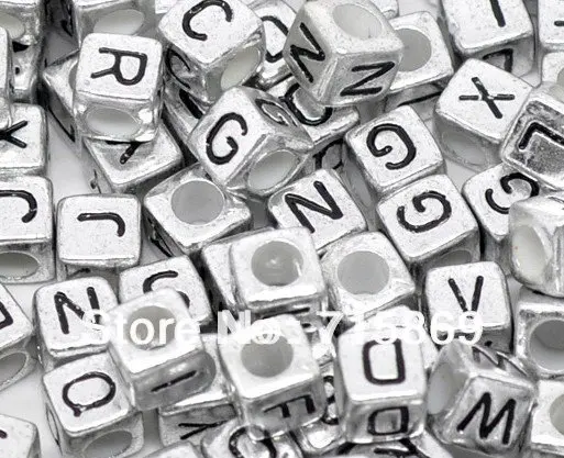 

2500pcs/lot Mixed Alphabet /Letter Acrylic Cube Beads 6x6mm Free Ship