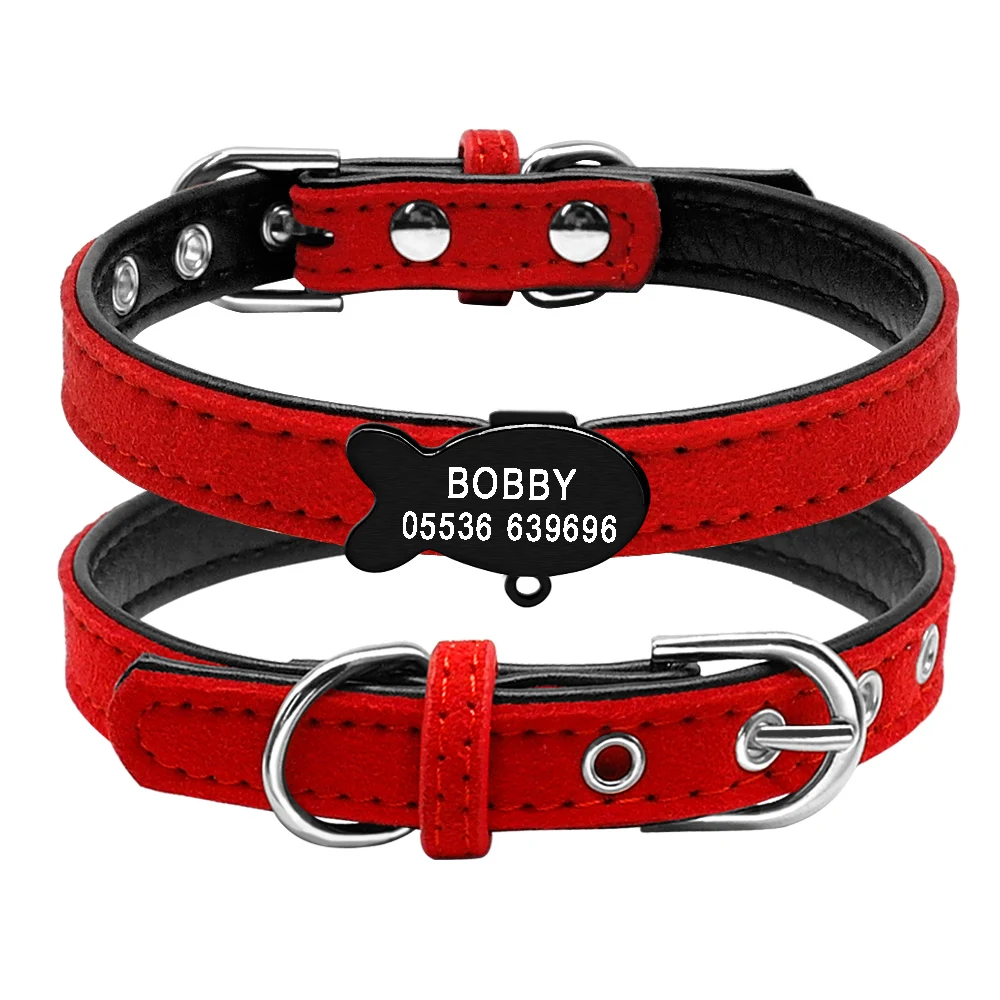 Soft Dog Cat Collar with Bell Personalized Safety Cat Name Id Collars and Tag Set Dog Cat Accessories Small Pet Puppy Collars