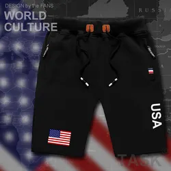 Pantalones cortos de playa para hombre, con bandera, entrenamiento, cremallera, bolsillo, sudor, culturismo, novedad de 2017