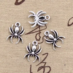 30 pièces breloques Spider Halloween 17x14mm Bronze Antique couleur argent pendentifs DIY bijoux tibétain en Bronze fait à la main