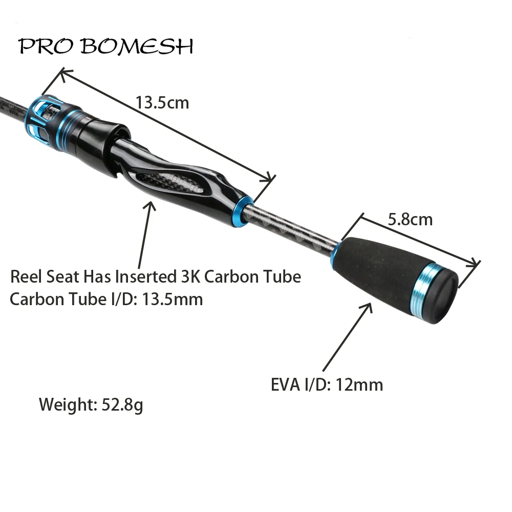 Pro Bomesh 1Set 52.8g Aluminum Locking Nut + 3K Carbon Tube Spinning EVA Handle Kit DIY Fishing Rod Pole Accessory