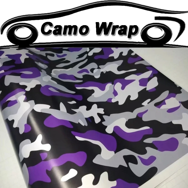 Black Purple Grey Camouflage Vinyl Film PVC Car Wrap Film With Air Bubble Free Vehicle Motorbike Truck Adhesive Sticker Wrapping