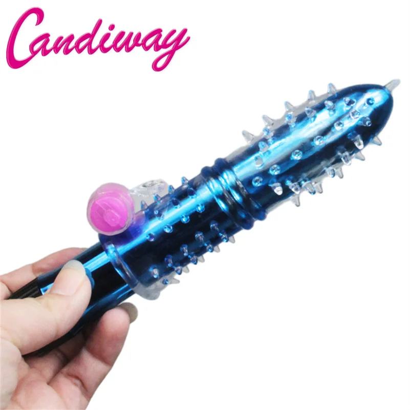 Vibrator Spike Condoms Reusable Delay Cock Ring Extender Dot Sex Toys Clit Vibrating Penis Sleeve For Men Elastic Masturbation