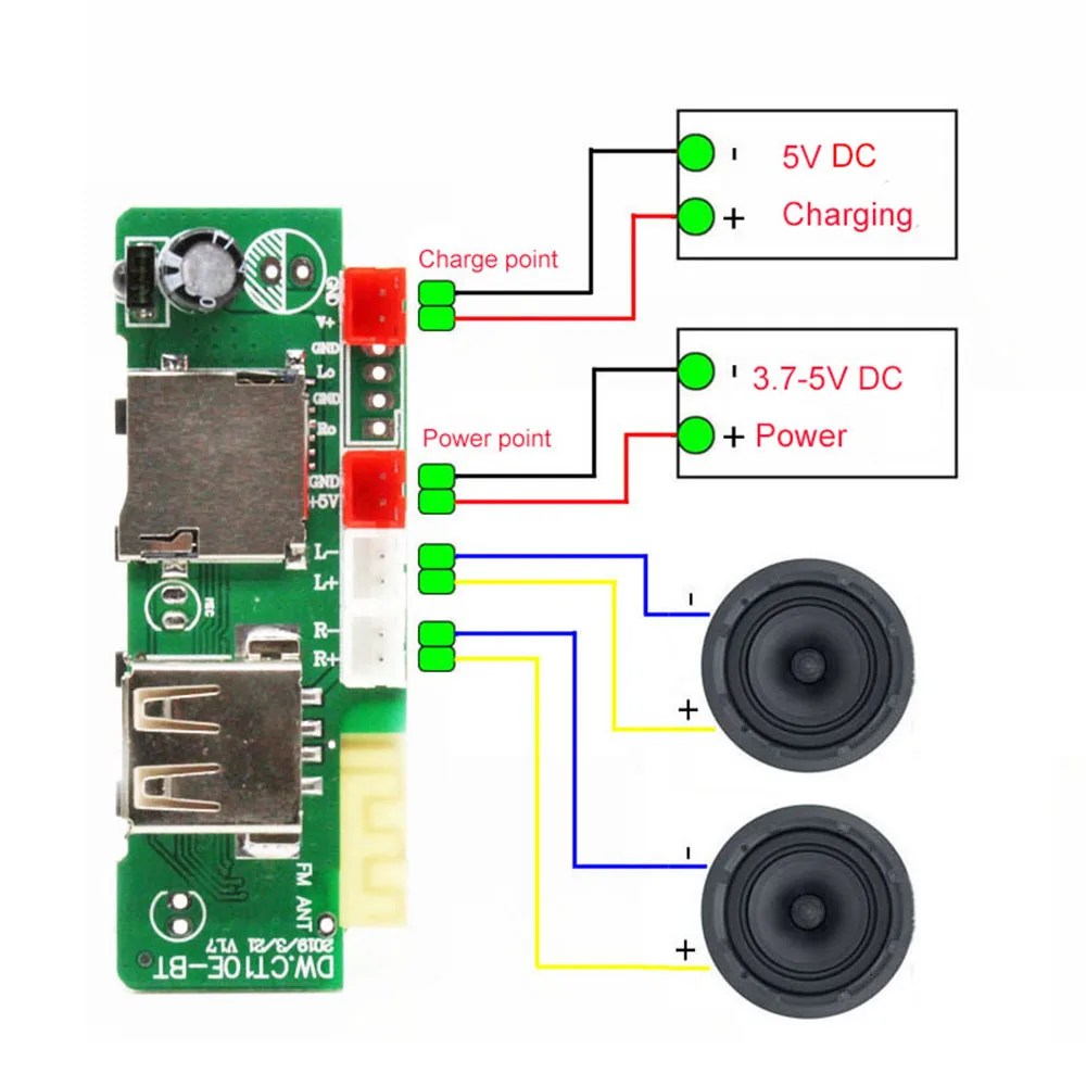 1set MP3 WAV Audio Decoder Player Bluetooth Power Amplifier Module 3W Board PCB USB U Disk TF Card IR Controller DIY Speaker