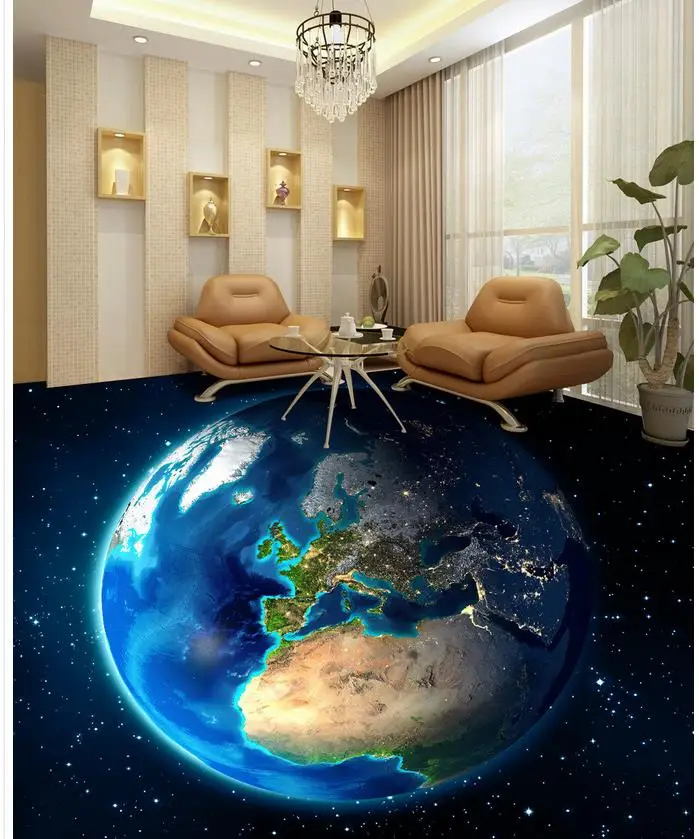 3D wall murals wallpaper floor world 3D wallpaper 3d floor murals PVC Custom Photo self-adhesive 3D floor