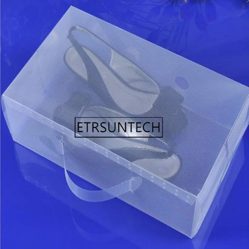 

150pcs Plastic Shoe Box White Portable Shoes Case Holder With Handle Women Men Shoes Carrier Cases Gifts Boxes