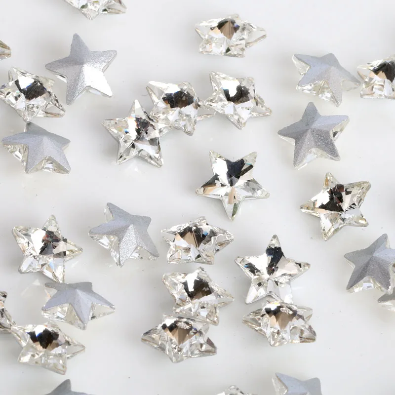 Super shining white five-pointed star Pointed bottom glass crystal rhinestones DIY Watch and dress jewelry accessories 20pcs