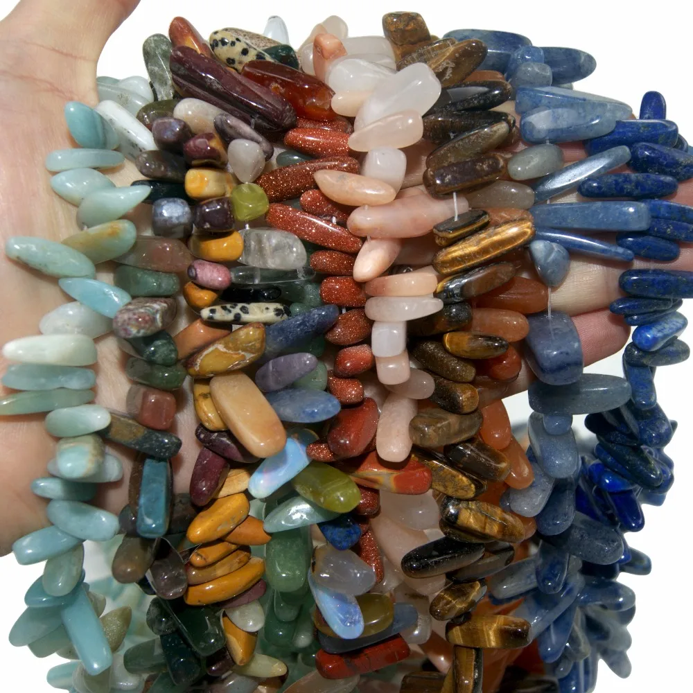 

Wholesale 12-18 MM Stick Shape Natural Stone Pink Quartz Agates Lapis lazuli Beads For Jewelry Making DIY Bracelet Necklace