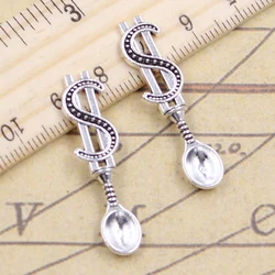 20pcs Charms Money Dollar Spoon 37x9mm Tibetan Bronze Silver Color Pendants Antique Jewelry Making DIY Handmade Craft Pendant