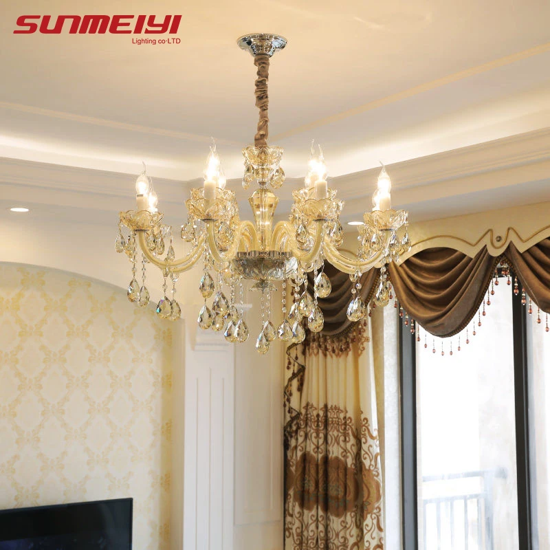 

New Luxury Chandelier Lighting K9 Crystal Candle Style Chandelier Pendant Lamp lustres para sala de jantar for Living Room