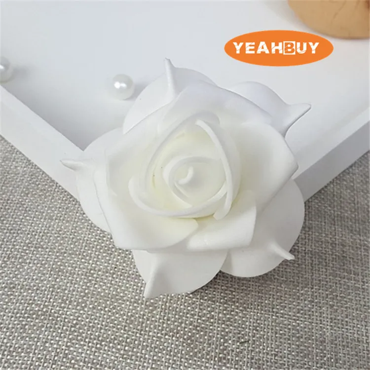 7CM PE Artificial PE Foam Rose Flower Heads DIY Wedding Bouquet Brooch Wrist Faux Leather Rose Flower Balls 9 Colors