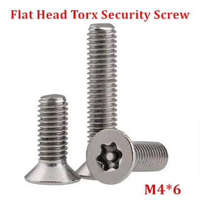 

100pcs M4*6 DIN7991 Torx Flat Head Tamper Proof Security Screw A2 Stainless Steel Anti-theft Countersunk Screws