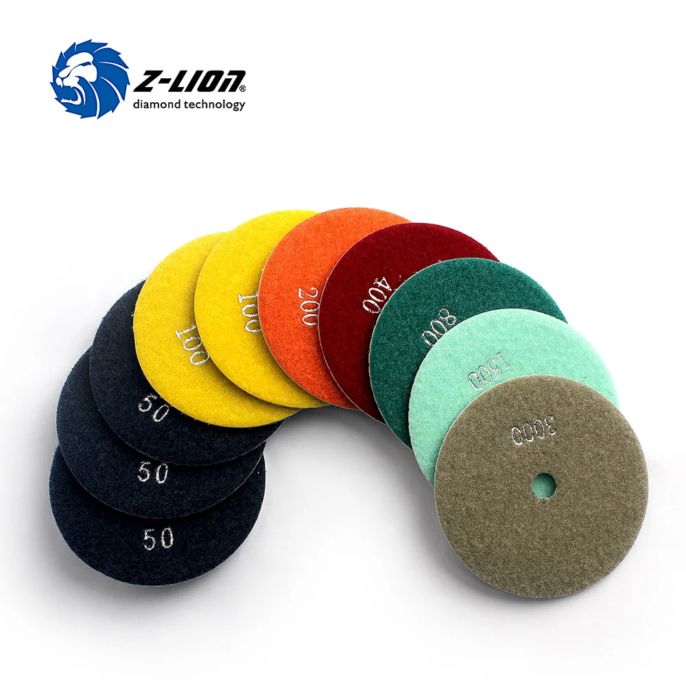 Z-LION 10pcs 4 Inch Wet Diamond Polishing Pad For Granite Marble Concrete Angle Grinder Granite Polishing Tool Abrasive Wheel