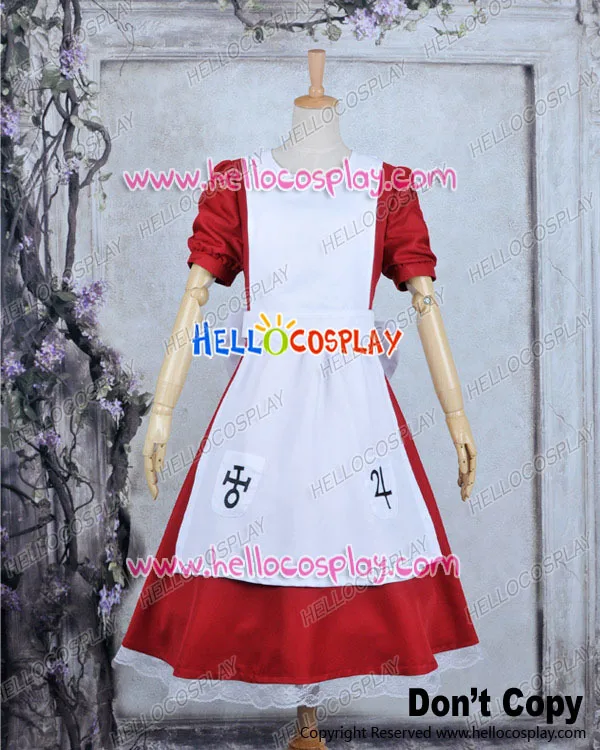 

Alice Madness Returns Alice Red Dress With White apron Cosplay Costume H008