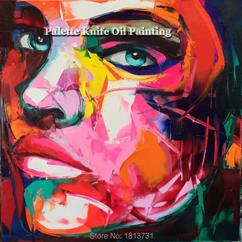 

Hand painted Francoise Nielly Palette knife portrait Face Oil painting Character figure canva wall Art picture15-58