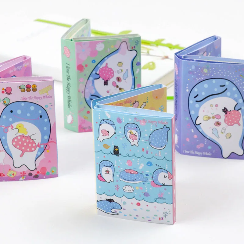 Kawaii Whale Fish 6 Lipat Memo Pad Sticky Notes Paper Craft Bookmark Alat Tulis Perlengkapan Sekolah Kantor Notes