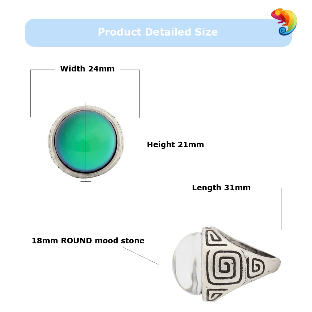 Mojo Vintage Bohemia Retro Color Change Mood Ring Emotion Feeling Changeable Ring Temperature Control Ring for Women MJ-RS044