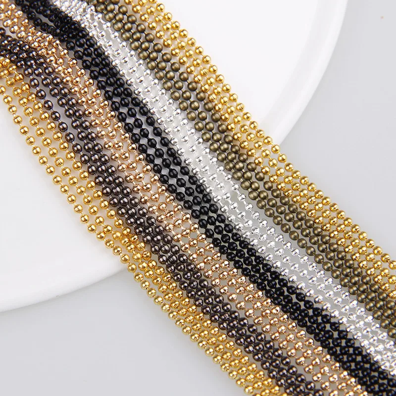 5m/Lot 1.5mm Metal Ball Bead Chains 7Colors Ketting Kettingen Bulk  Bulk Iron Chains For DIY  Jewelry Accessories