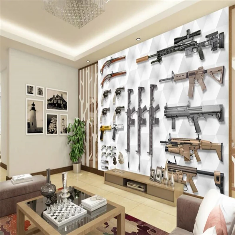 Decorative wallpaper 3D creative gun background wall