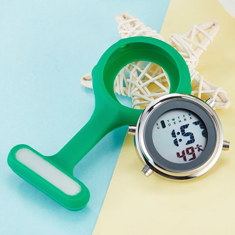 Fashion New Digital Nurse Watch Alarm Stopwatch Silicone Medical Lapel Doctor Brooch Pocket Watch Clip-in Quartz Fob Nurse Watch