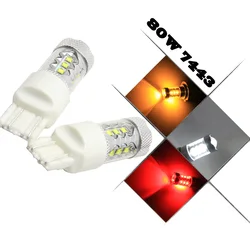 2x RED/White/Yellow W21/5W 7443 7440 7441 7444 992 T20 80W High Power Backup Reverse Turn Signal Led light Car Lights headlight
