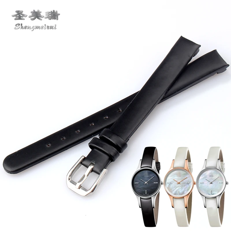 10MM Genuine Leather Strap FOR Calvin K Bent Bracelet Black / Brown Blue / White FOR K43231CS K43232 Women's Quartz Watch image 5