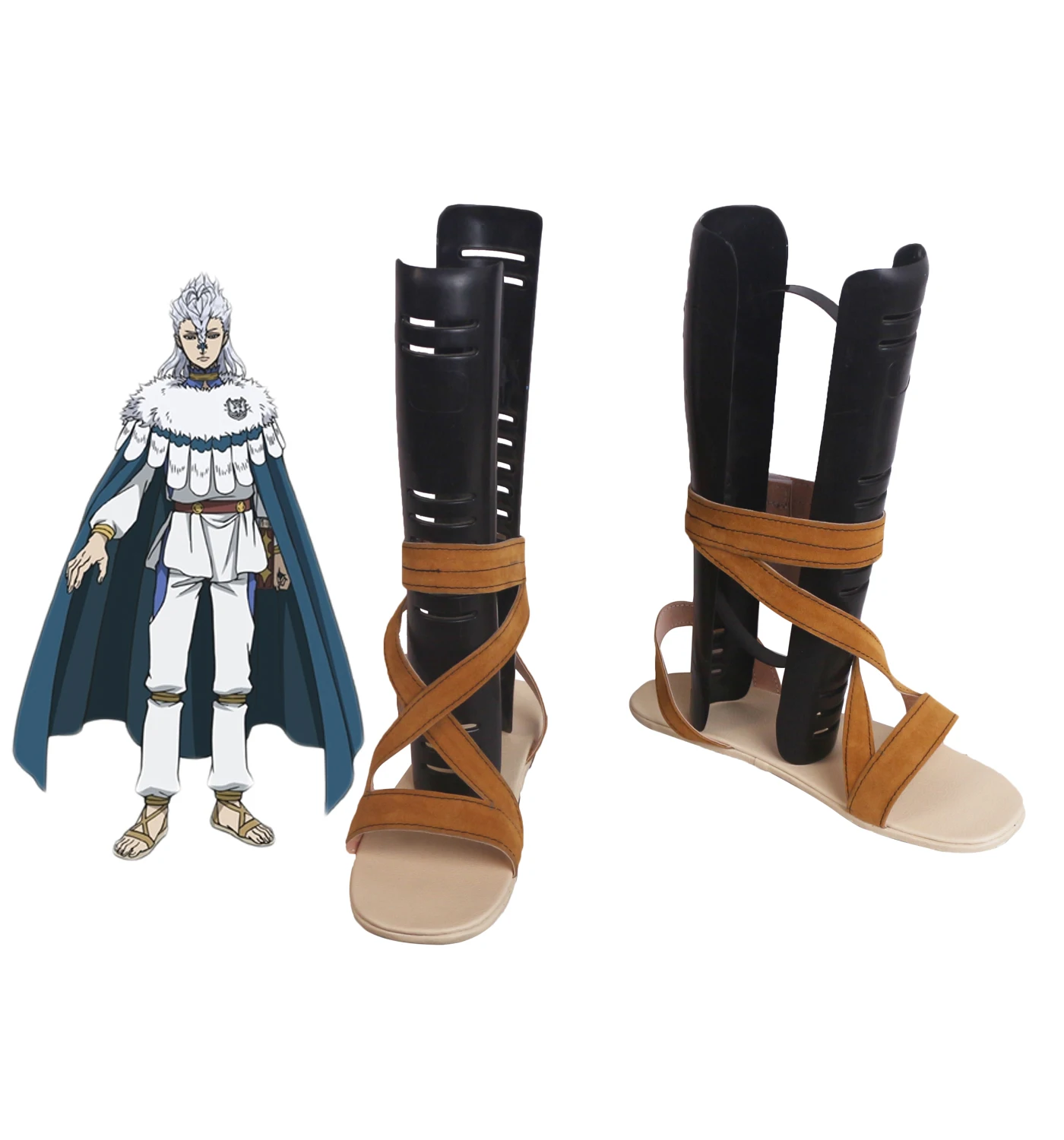 Nozel Silva Shoes Cosplay Black Clover Nozel Silva Cosplay Sandals Brown Shoes Custom Made