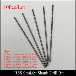 0.25mm 0.35mm 0.45mm 0.55mm 0.65mm 0.75mm Metal Wood Power Tool High Speed Steel HSS Micro Mini Twist Straight Shank Drill Bit