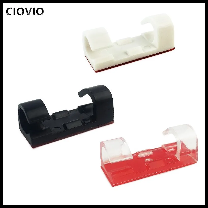 100pcs/lot Wire Fixing Clamp Clip Desktop Wire Clear Up Clips Holder Clamps Cable Clip Device USB Cord Clips Holder