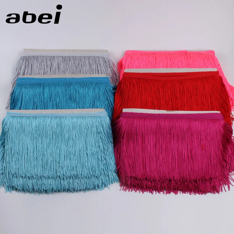 15cm Width 21 Colors Polyester Tassel Fringe Lace Trims Sewing Ribbon Fabric for Latin Dance Party Dress Wedding Crafts