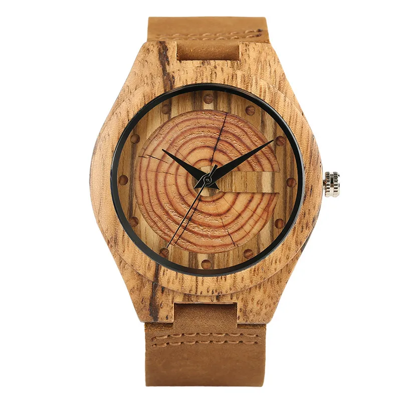 

Retro Wood Watches for Men Fashion Circle Round Japanese Quartz Movement Casual Genuine Leather Wrist Watch Male Reloj de madera